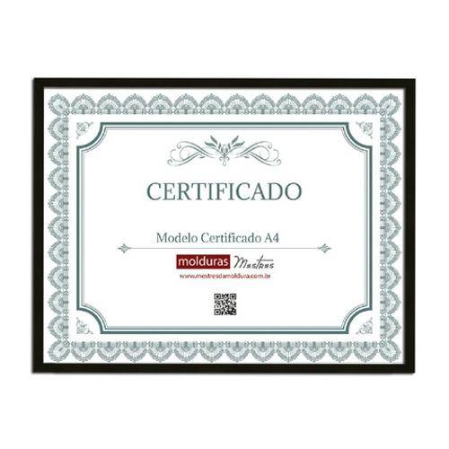 Porta Certificado A4 Preto C/Vidro Anti Reflexo - Premium