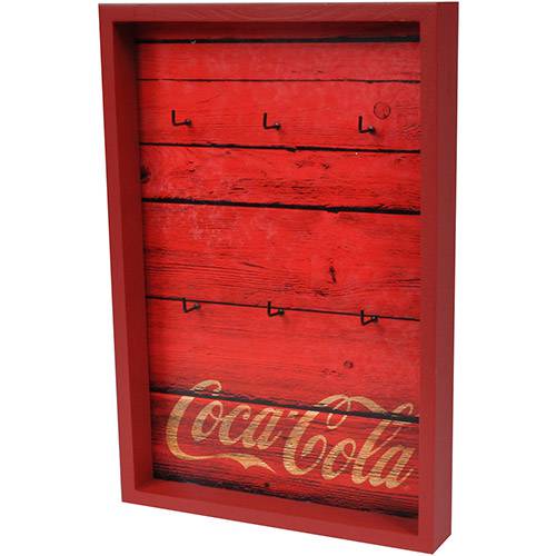 Porta-Chaves Coca-Cola Madeira Wood Style Vermelho Urban - (32x22x4,5cm)