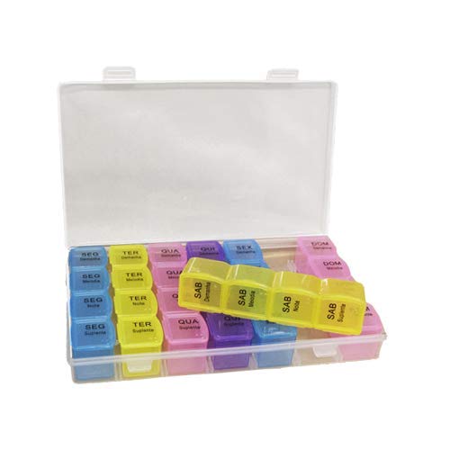 Porta Comprimidos Organizador de Remedios Semanal Caixa para Medicamentos Colorido
