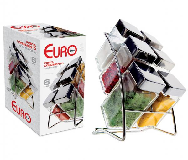 Porta Condimentos Square com 6 Peças Euro - Euro Home