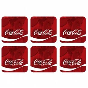 Porta-Copos Coca-Cola Wave Logo Quadrado - Set com 6 - VERMELHO