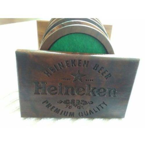 Porta Copos Luxo em Madeira Corta Gostas Heineken Beer