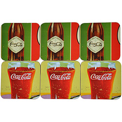 Porta Copos MDF Coca-Cola Quadrado em Botellitas com 6 Peças - Urban