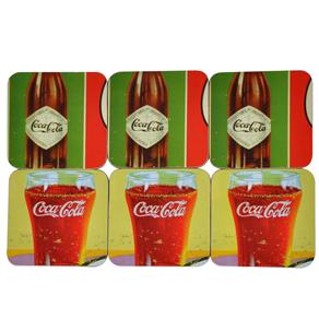 Porta Copos MDF Coca-Cola Quadrado em Botellitas com 6 Peças