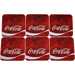 Porta Copos MDF Coca-Cola Quadrado Wave com 6 Peças - Urban