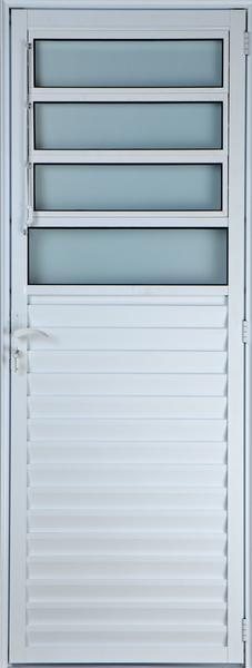 Porta de Alumínio Basculante 2,10 X 0,70 Direita Vidro Mini Boreal Linha All Soft Cor Branco
