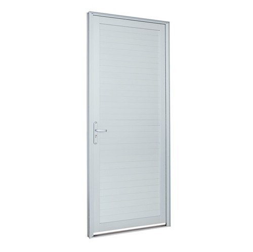 Porta de Alumínio de Abrir Alumifort Branca com Lambri Horizontal 1 Folha Abertura Direita 216x88x5,4 - Sasazaki - Sasazaki
