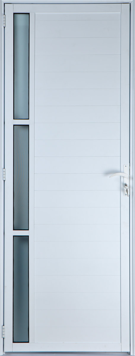 Porta de Alumínio Lambril com Visor Cor Branco 2,10 X 0,70 Direita Linha All Soft