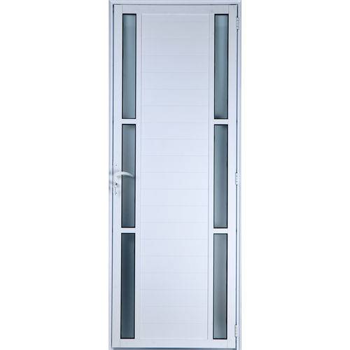 Porta de Alumínio Lambril com Visor Duplo 2,10 X 1,00 Direita Linha All Soft Cor Branco