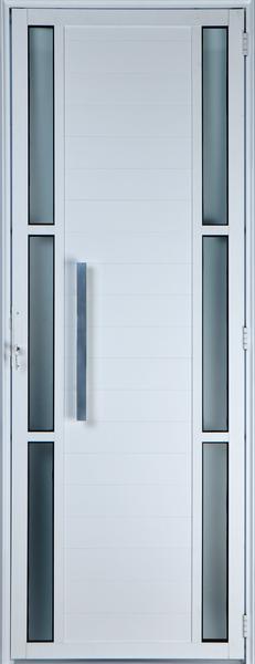Porta de Alumínio Lambril com Visor Duplo com Puxador 2,10 X 0,80 Direita Linha All Soft Cor Branco