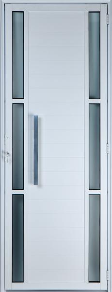 Porta de Alumínio Lambril com Visor Duplo com Puxador 2,10 X 0,80 Esquerda Linha All Soft Cor Branco
