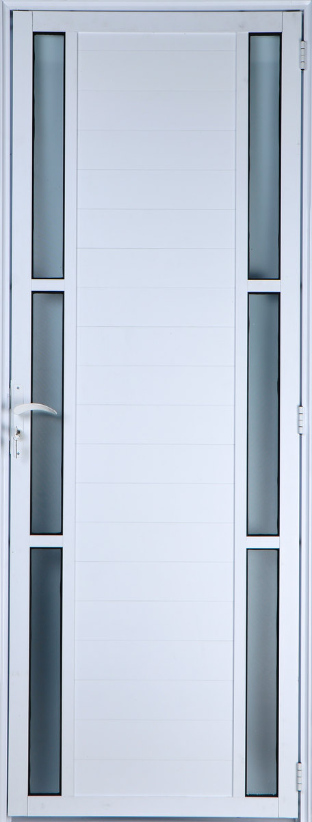 Porta de Alumínio Lambril com Visor Duplo Cor Branco 2,10 X 0,70 Direita Linha All Soft