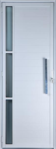Porta de Alumínio Lambril com Visor e Puxador 2,10 X 0,80 Direita Linha All Soft Cor Branco