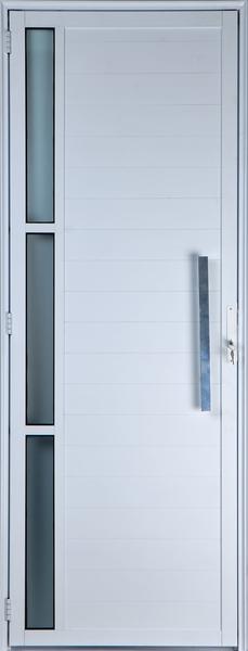 Porta de Alumínio Lambril com Visor e Puxador 2,10 X 0,80 Esquerda Linha All Soft Cor Branco