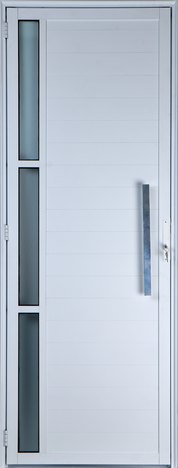 Porta de Alumínio Lambril com Visor e Puxador Cor Branco 2,10 X 0,90 Esquerda Linha All Soft