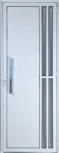 Porta de Alumínio Lambril com Visor e Puxador 2 Torres 2,10 X 0,80 Direita Linha All Soft Cor Branco