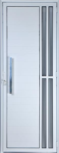 Porta de Alumínio Lambril com Visor e Puxador 2 Torres 2,10 X 0,80 Esquerda Linha All Soft Cor Branco