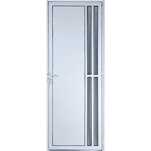 Porta de Alumínio Lambril com Visor 2 Torres 210 X 80cm Esquerda Branco Linha All Soft