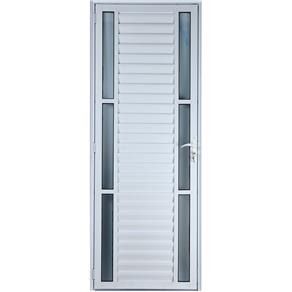 Porta de Alumínio Palheta com Visor Duplo 2,10 X 0,70 Direita Linha All Soft Cor Branco