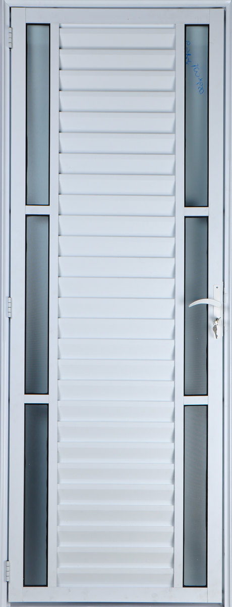 Porta de Alumínio Palheta com Visor Duplo 2,10 X 0,80 Direita Linha All Soft Cor Branco