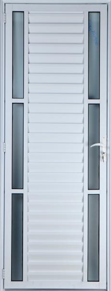 Porta de Alumínio Palheta com Visor Duplo 2,10 X 0,70 Direita Linha All Soft Cor Branco