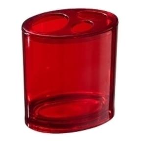 Porta-Escova 10,4 X 7,5 X 11,2 Cm - Vermelho Transparente Coza