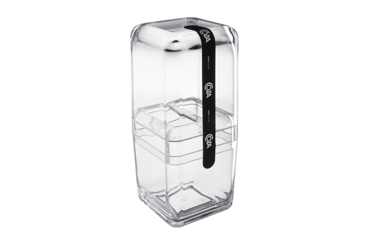 Porta-escova com Tampa Cube - CR 8,5 X 8,5 X 19,5 Cm Cristal Coza