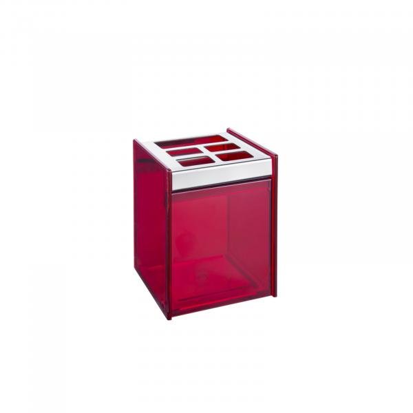 Porta Escova Creme Dental Quadrata Vermelho - Brinox