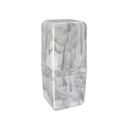 Porta Escova Cube com Tampa 8,5x8,5x19,5cm Mármore Branco - 20877/0480 - Coza - Coza