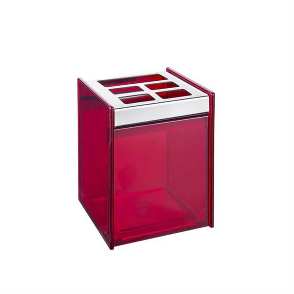 Porta Escova e Creme Dental Quadrata Vermelho 1981009 Brinox