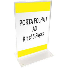 Porta Folha T em Acrílico para Papel A3 - Kit C/ 5 Peças