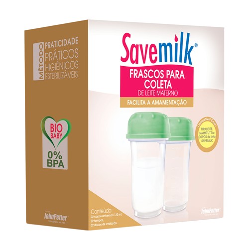Tudo sobre 'Porta Leite Materno Savemilk Verde 120ml com 2 Unidades'