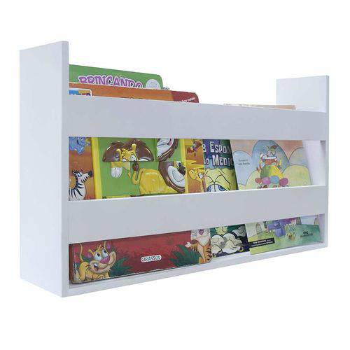 Porta Livros e Revistas de Parede 50x30x11 Branco