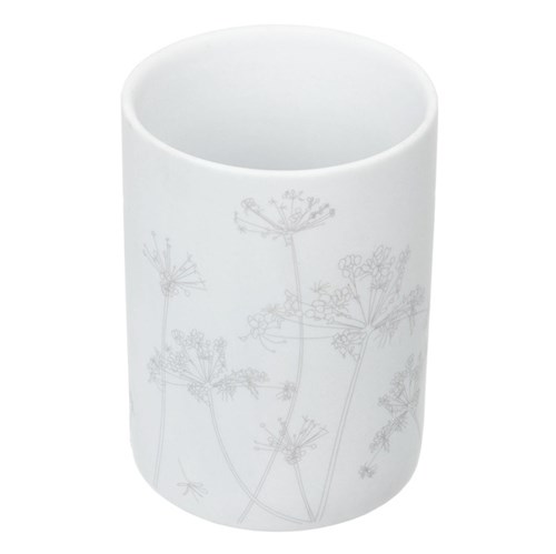 Porta Objeto de Banheiro Branco em Cerâmica Floral Importado