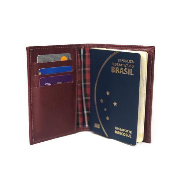 Porta Passaporte em Couro Vinho - Cort Couros
