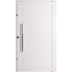 Porta Pivotante de Aluminio Branco Lambril 2,10 X 0,90 com Puxador 80cm e Kit Fechadura Direita