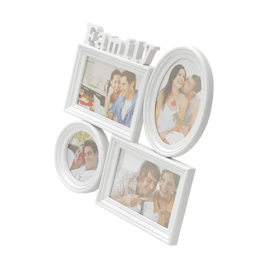 Tudo sobre 'Porta-Retrato de Plastico Family 3 Fotos10X15 e 1 10X10 Branco'