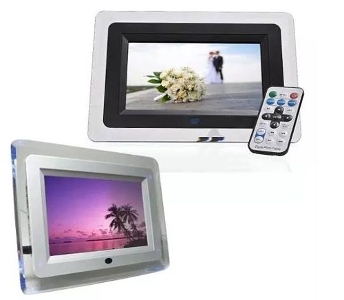 Porta Retrato Digital 7 Pol LCD Videos USB C/ Controle Branco - Morgadosp