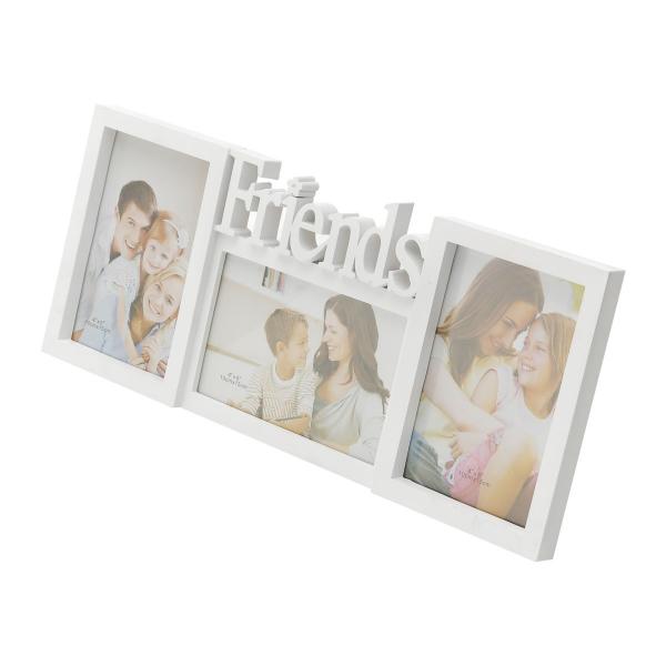 Porta Retrato em Plástico para 3 Fotos Branco Friends - Prestige