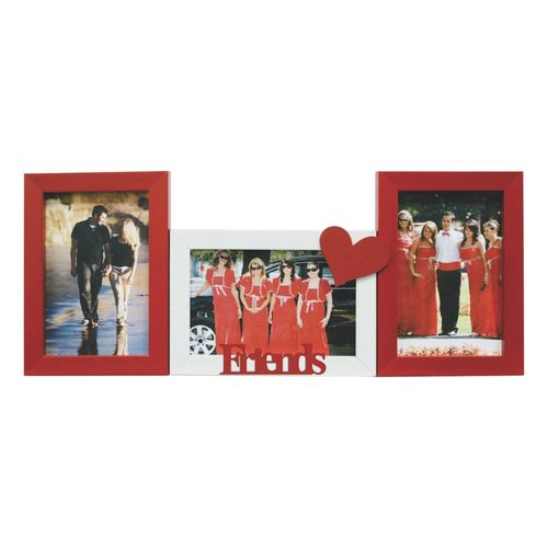 Porta-Retrato Love I 3 Fotos 10x15cm Branco, Vermelho Kapos