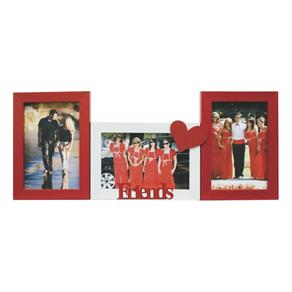 Porta-Retrato Love I 3 Fotos 10x15cm Kapos - Branco|Vermelho