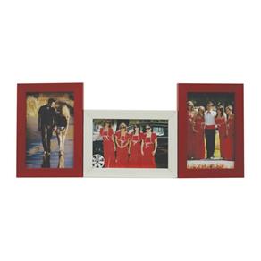 Porta-Retrato Love II 3 Fotos 10x15cm Branco, Vermelho Kapos - Branco