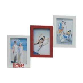 Porta-Retrato Love III 3 Fotos 10x15cm Kapos - Branco|Vermelho