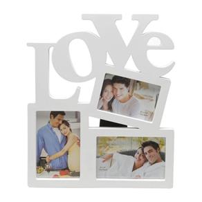 Porta Retrato para 3 Fotos Love Prestige - Branco
