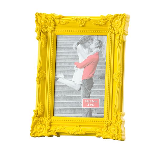 Porta Retrato Retrô de Plástico Amarelo 10X15cm - LYOR CLASSIC - Lyor