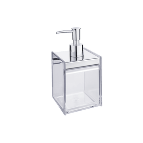 Porta Sabonete Líquido e Álcool Gel - Quadrata 8 X 8 X 17 Cm - 400 Ml - Cristal Brinox