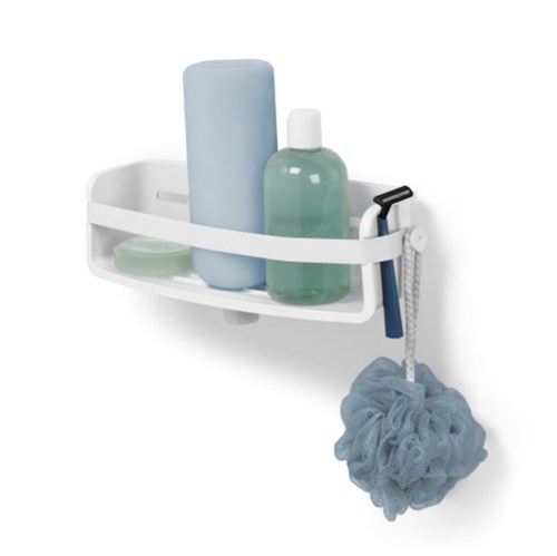 Tudo sobre 'Porta Shampoo Reto Simples Gel-Lock Plástico Branco 8.59x11.13x33.02cm Home Umbra'