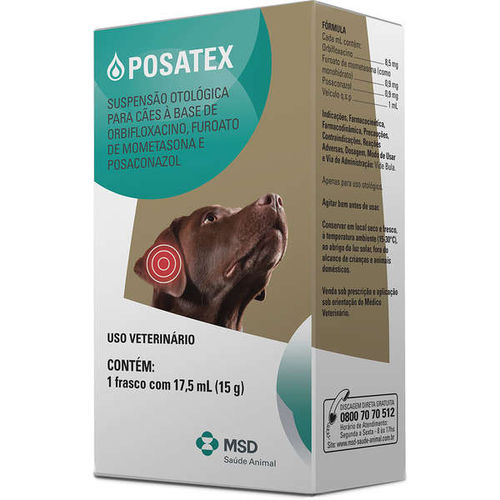 Posatex Tratamento Otites Cães 17,5ml - Msd