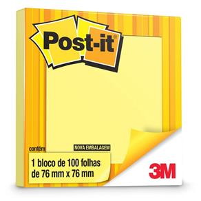 Post-it Adesivo 654 Amarelo 76x76 Pacote com 100 Folhas 3M