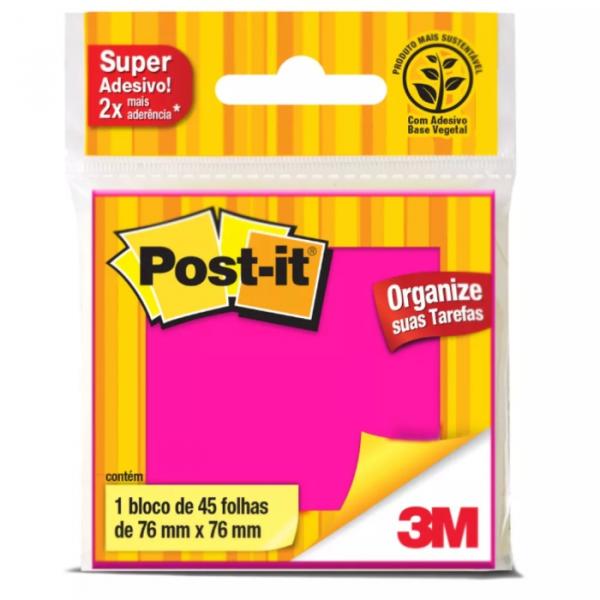 Post-it Rosa 76x76 45 Folhas - 3m